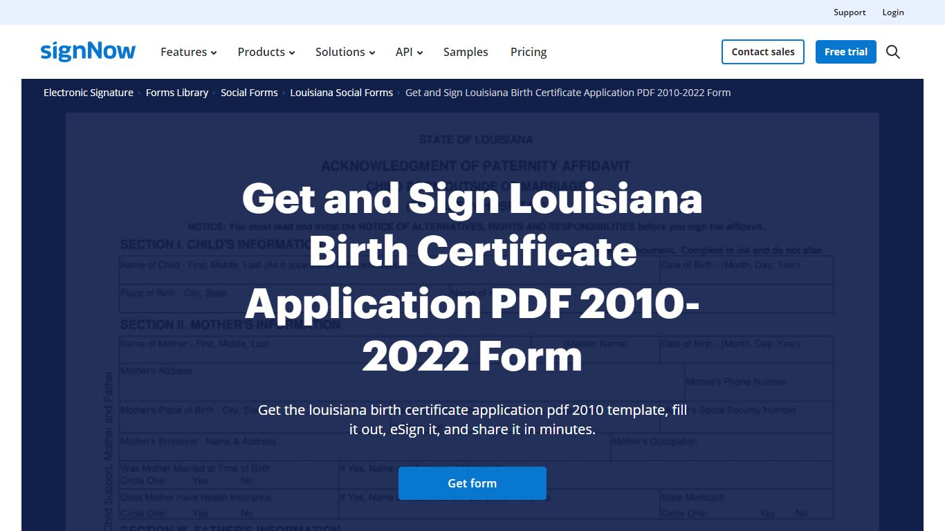 Louisiana Birth Certificate Application Pdf - Fill Out and Sign ...