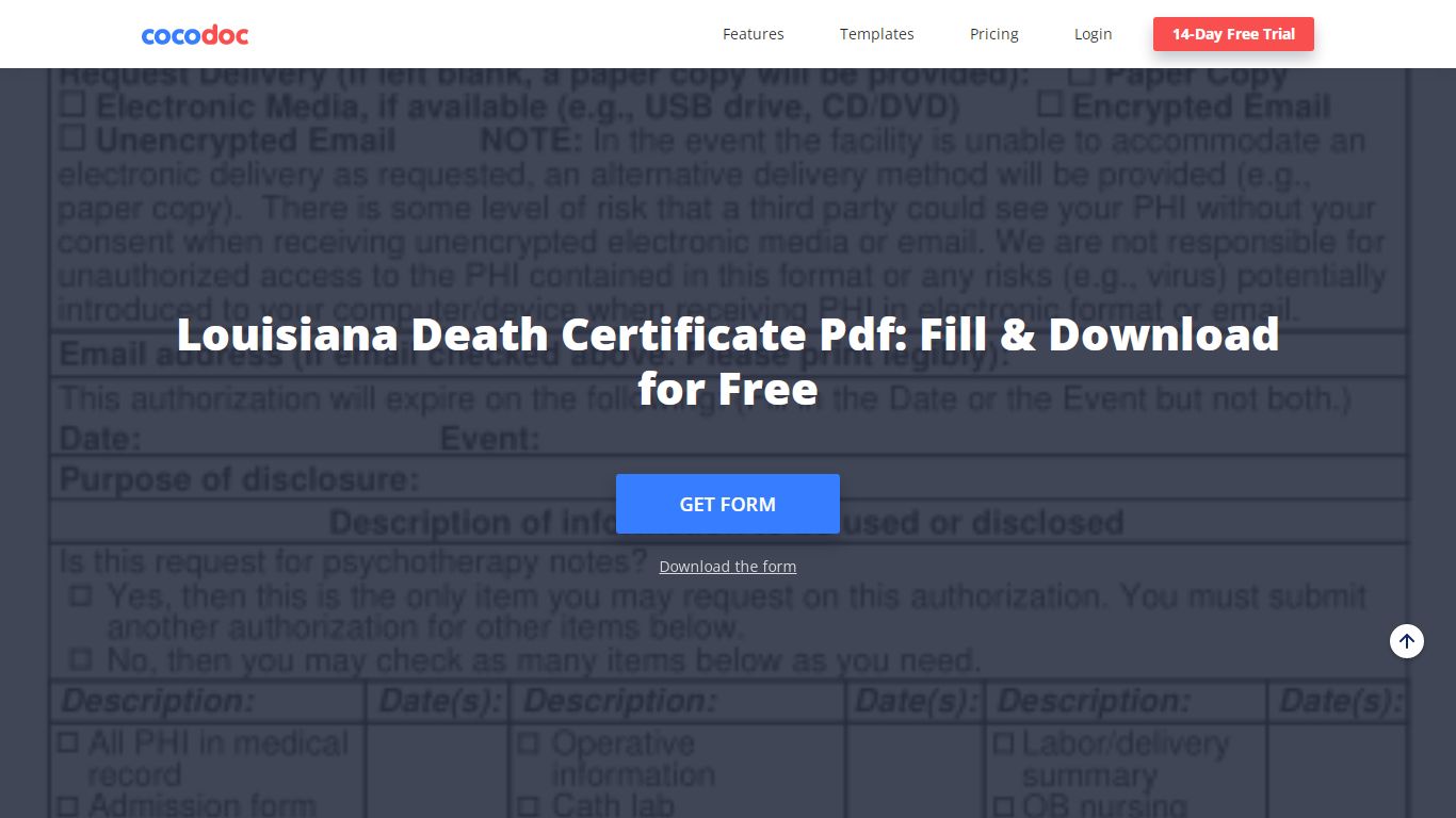 Louisiana Death Certificate Pdf: Fillable, Printable & Blank PDF Form ...